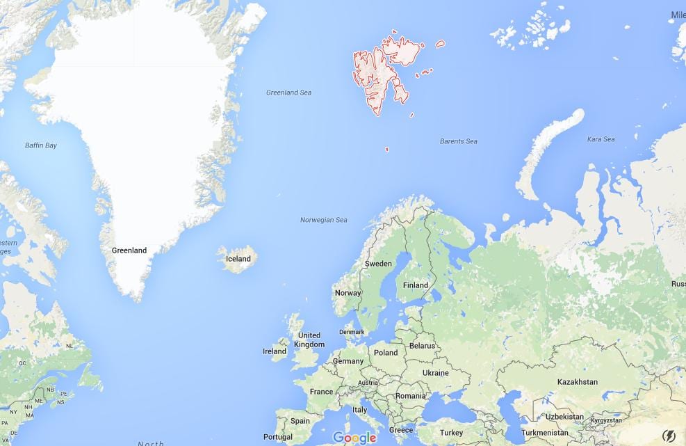spitsbergen નોર્વે નકશો