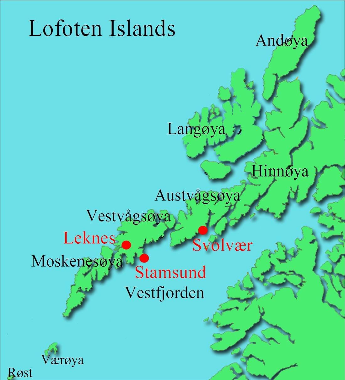 lofoten islands નોર્વે નકશો