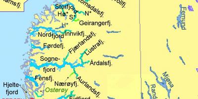 નકશો નોર્વે દર્શાવે fjords